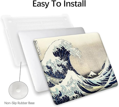 Berkin Arts Compatible with MacBook Air 13 inch Cover, 2022-2018 Release A2179/A2337 M1 with Touch ID with Keyboard Cover & Screen Protector Ukiyo-e (The Great Wave by Hokusai)