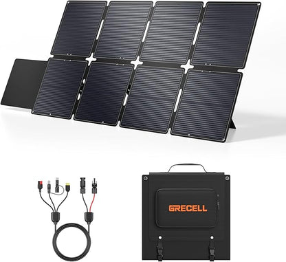 GRECELL 240W Portable Solar Panel for Power Station, Ultra Light Foldable Solar Panel Kit, 25% High Efficiency, IP65 Waterproof, Solar Charger for Outdoor Camping RV Boat Home Backup Power, Off-Grid