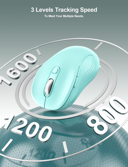 Trueque Wireless Mouse for Laptop, Ergonomic 6-Button Mouse, Mint Green