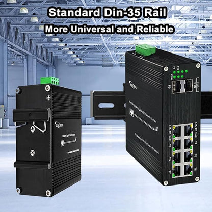 Industrial L2+ Managed 8 Port PoE Ethernet Switch with 2 SFP Slot, Gigabit Networking Switch with IPv4/IPv6 Management and DIP Switch, Supporting Din-Rail