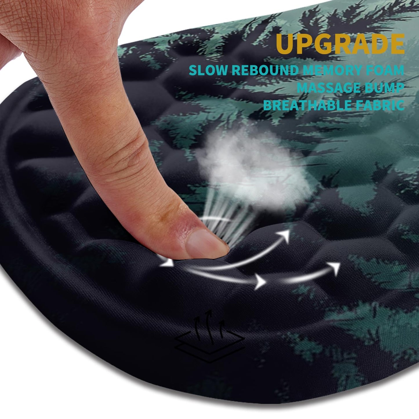 Hokafenle Ergonomic Mouse Pad Wrist Support, Wrist Rest Mousepad for Carpal Tunnel Pain Relief with Integrated Memory Foam Slope Massage Bulge (11.8x7.9 inch,Forest
