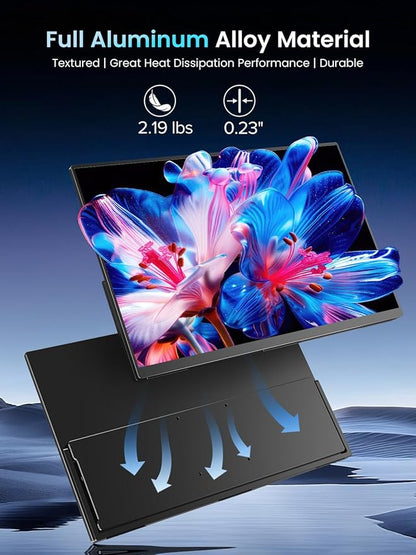 Newsoul Portable Monitor 4K, 120Hz Gaming Monitors 3840 * 2160 UHD, 100% DCI-P3, 1500:1 Contrast, FreeSync 0.1ms, Built-in Stand & Speaker, USB-C HDMI Portable Screen for Laptop, Phone, Game Console