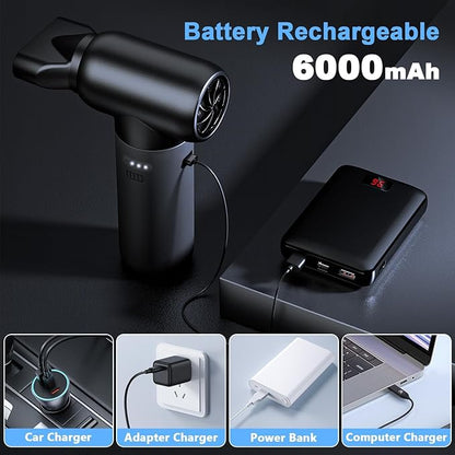 Electric Air Duster, 110,000 RPM 3 Gear Adjustable Cordless Air Blower, 6000mAh Rechargeable Battery,Portable Dust Cleaner for Computer,Car Home & Outdoor,Replaces Compressed Air Cans