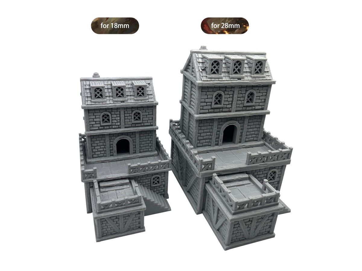 Paintable Tabletop Miniature Building Terrains Compatible with D&D and Alike RPG War Games - 18mm/28mm Scale Scenery with Medieval Gothic Architecture Style (18mm Scale)