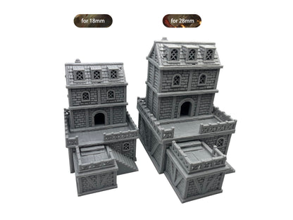 Paintable Tabletop Miniature Building Terrains Compatible with D&D and Alike RPG War Games - 18mm/28mm Scale Scenery with Medieval Gothic Architecture Style (18mm Scale)