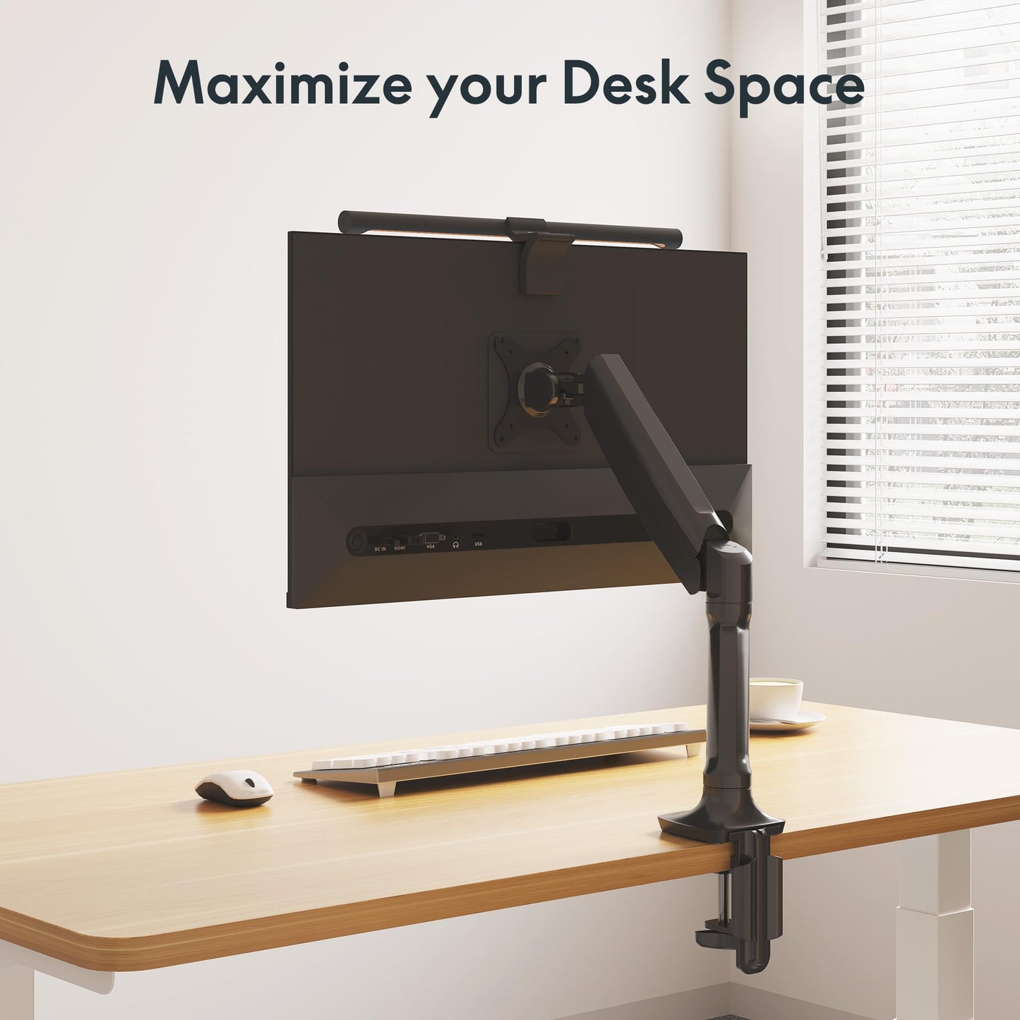 FlexiSpot Single Monitor Stand - Adjustable Spring VESA Mount with C Clamp for 17 to 30 Inch Computer Screens - Heavy Duty Monitor Arm Holds up to 3.3 to 11lbs