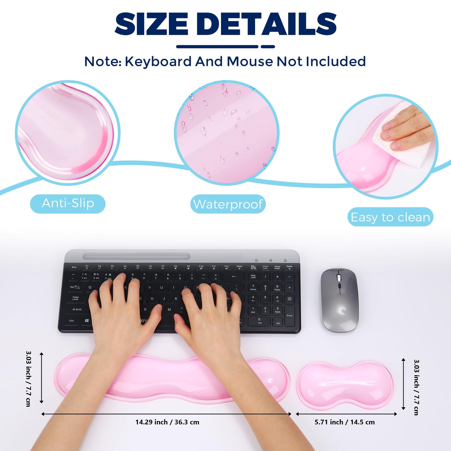 ABRONDA Gel Wrist Rest for Keyboard and Mouse, Wrist Rest for Keyboard, Mouse Wrist Support, Pain Relief, Cool Touch, Non-Skid, Mouse Wrist pad