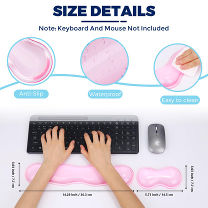 ABRONDA Gel Wrist Rest for Keyboard and Mouse, Wrist Rest for Keyboard, Mouse Wrist Support, Pain Relief, Cool Touch, Non-Skid, Keyboard and Mouse Wrist pad Set