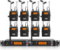 XTUGA RW2080 Wireless in Ear Monitor System 8 Bodypacks UHF IEM System, 2 * 40 Frequencies Mono Design Stage Monitors Earphone, 300Ft for Band, Studio or Musicians, 902-928mhz