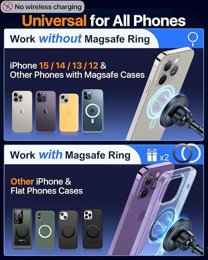 HTU for MagSafe Car Phone Mount Magnetic Phone Holder for Windshield Vent Dashboard Magnetic Suction Phone Mount for iPhone 16/15/14/13/12 & Android (Navy Blue)