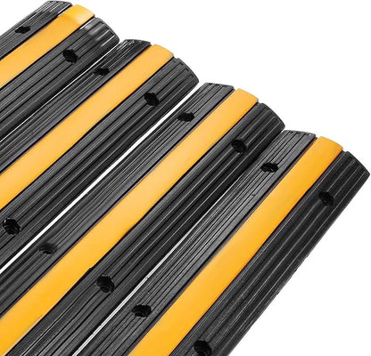 Reliancer 4 Pack 1-Channel Rubber Cable Protector Ramp Traffic Speed Bump 18000lbs Capacity Heavy Duty Cable Protective Cover Ramp Driveway Hose Cord Track Protector Wires Concealer for Garage Parking