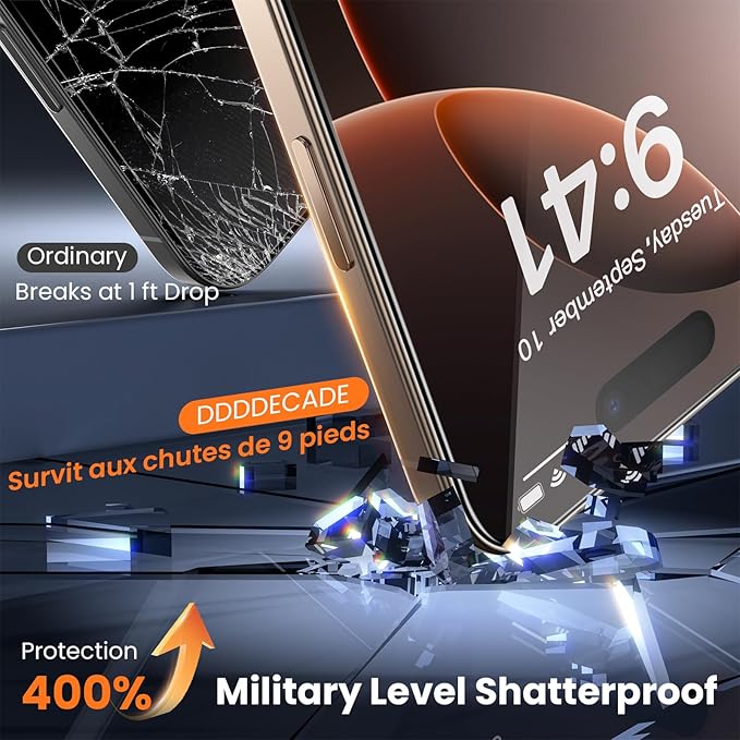 Screen Protector for iPhone 15 Pro Military Grade Tempered Glass Auto-Alignment OneTouch Kit Cell Phone Accessories Bubble Free Case Friendly Auto Dust-Removal Easy Install [1 Pack]