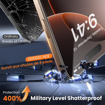 DDDDECADE Screen Protector for iPhone 15/16/14Pro Military Grade Tempered Glass Auto-Alignment OneTouch Kit Cell Phone Accessories Bubble Free Case Friendly Auto Dust-Removal Easy Install [1 Pack]
