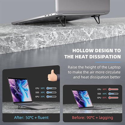 Laptop Stand for Desk, Portable Anti-Slip Keyboard Riser, Zinc Alloy Keyboard Stands, Computer Stand Compatible with MacBook Air/Pro, 10-15.6 Inches Laptops and Keyboards (Black)