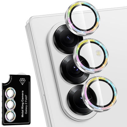 Avocase for Samsung Galaxy Z Fold 7 Camera Lens Protector, Individual Metal Ring Tempered Glass Lens Cover, [Strong Adsorption] Scratch Resistant Ultra-Thin HD Clear Lens Cover, 1 Set-Colorful Sparkly