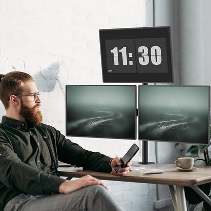 WALI Triple Monitor Mount for 13-27 inch Computer Screens, 3 Monitor Desk Mount, Holds up to 22 lbs, Adjustable Triple Monitors Stand with Swivel Tilt Rotation, 75x75/100x100mm (M003), Black