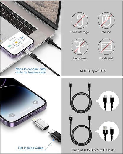 USB C to Lightning Adapter, 4 Pack Fast Charging Data Sync Lightning to USB Type C Cable Adapter for iPhone 14/13/12/11/X/XR Pro Series, iPad, AirPods and Anti-Lost Loop – Not for Audio/OTG
