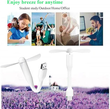 Mini USB Fan, Portable Pocket Fan USB-A Powered Little Cooler, Quiet Operation, for Home Office Car Outdoor Travel- 4 Pack (White)