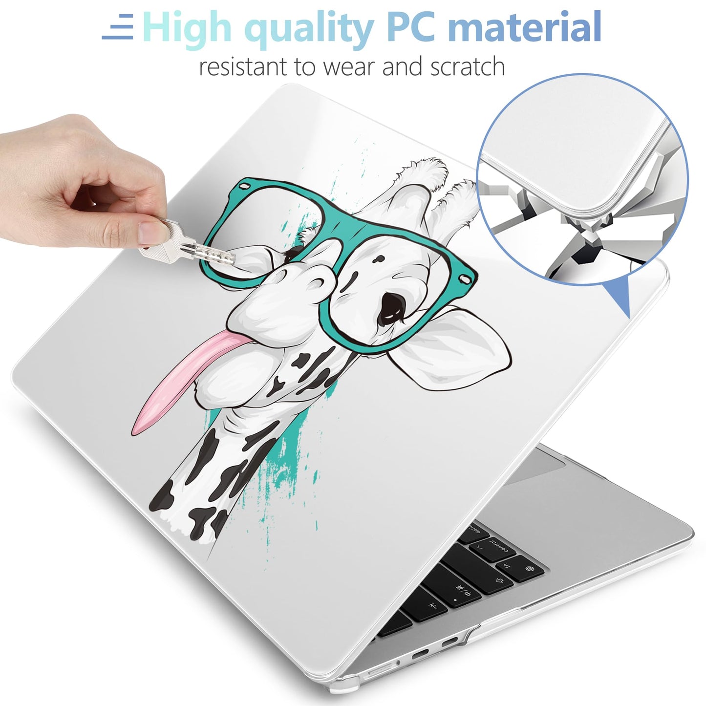 MEEgoodo for M5/M4/M3/M2 MacBook Air 15 inch Case 2026 2025 2024 2023, Case Fit Model (A3448/A3241/A3114/A2941) for MacBook Air 15.3 inch, Funny Giraffe