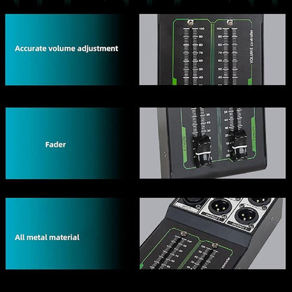 Passive Stereo Monitor Volume Controller, with Extended 70MM Fader Audio Volume Controller for Precise Level Adjustments