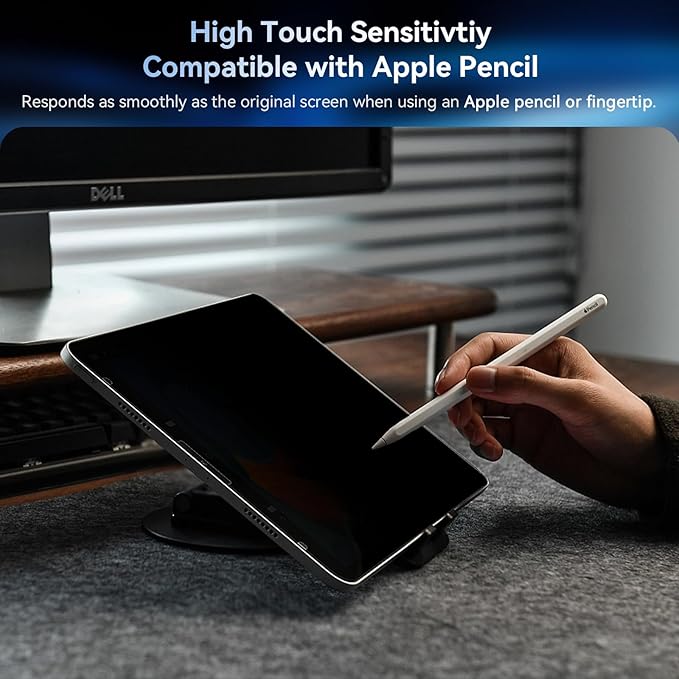 Privacy Screen Protector Compatible with iPad Pro 12.9 Inch 2018 2020 2021 2022, Anti Glare Blue Light Spy Filter Private, High Sensitive Bubble-Free Easy Install Black Security Screen Shield