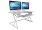 Rocelco 32" Height Adjustable Standing Desk Converter - Sit Stand Computer Workstation Riser - Dual Monitor Retractable Keyboard Tray Gas Spring Assist - Black (R EADRB2)