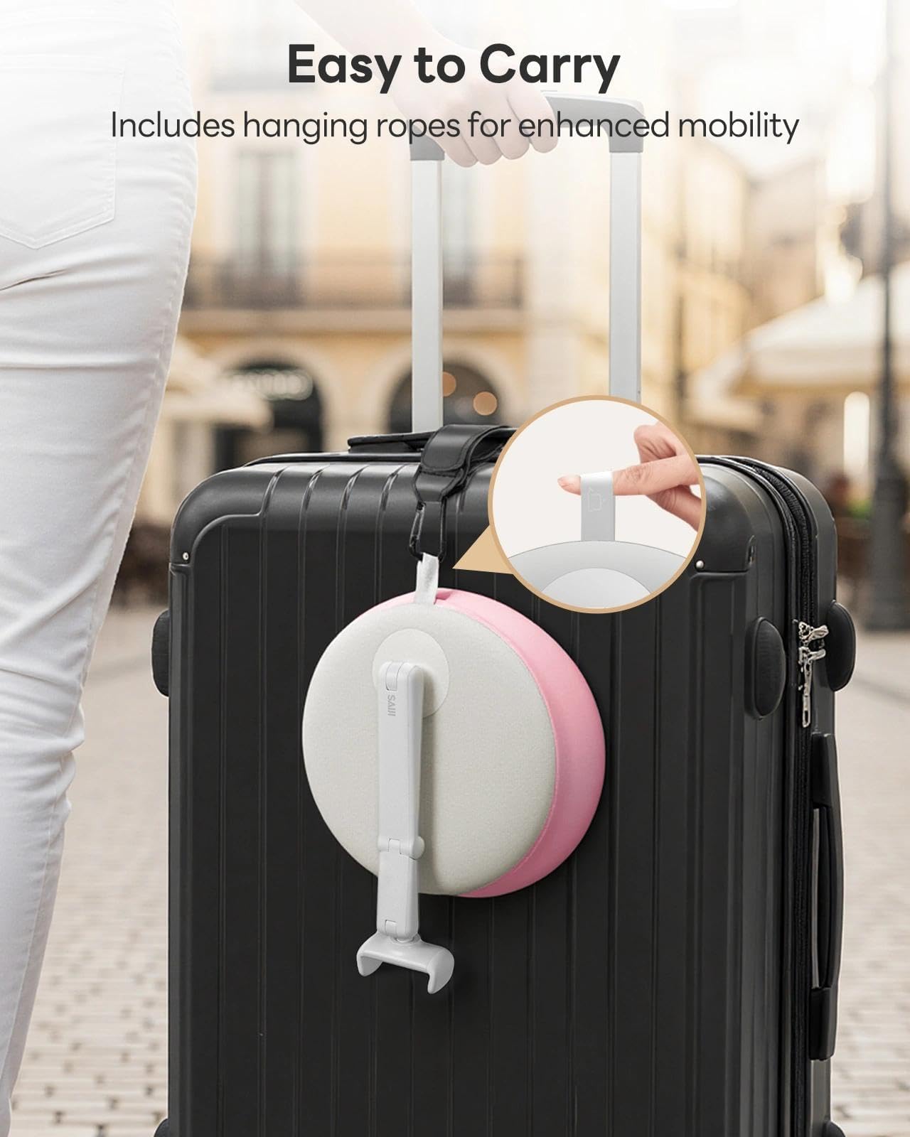 SAIJI Cell Phone Pillow Stand Mini iPhone Holder for Bed, Upgraded ,Mini Angle & Height Adjustable Phone Pillow Stand for Watching Video On Bed/Sofa/Lap, Fit for 4.7"-7.0" Device (Pink)