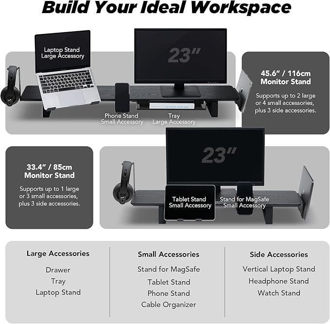Moodular Add-ons Vertical Laptop Tray [Accessory Only - Requires Moodular Wooden Monitor Stand Slide Rails for Use] Black MSA-VLT