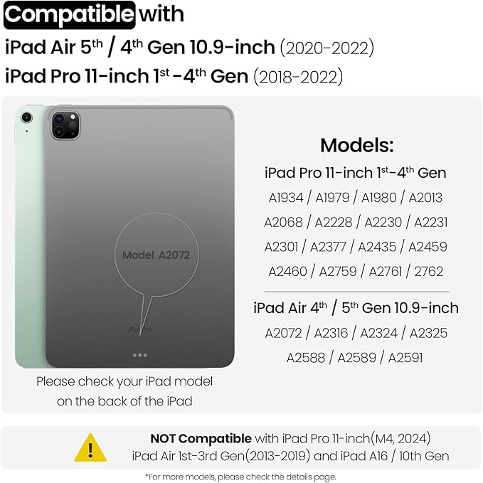 Nillkin iPad Pro 11(1st/2nd/3rd/4th Gen) & iPad Air 5th/4th Generation Case with Keyboard, Magic Trackpad, Rugged Case with Detachable Keyboard, 7 Backlight Colors, Portrait/Landscape Modes, Black
