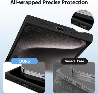 Designed for iPhone 15 Pro Max Case Compatible with Magsafe Cover Camera Lens Protector Military Grade Protection Shockproof Soft TPU Slim Magnetic Phone Case for iPhone 15 Pro Max Black