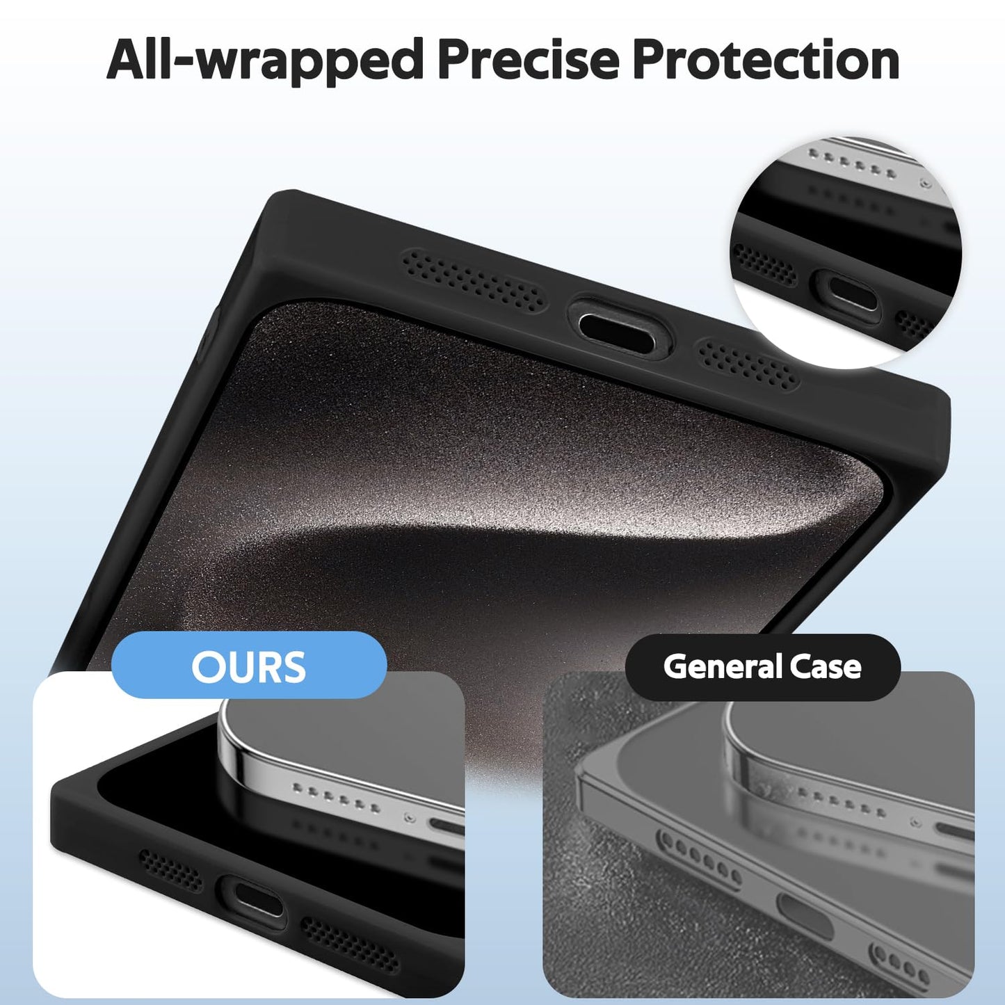 PSIOXY Black for iPhone 15 Pro Max Case Rectangle Compatible with MagSafe