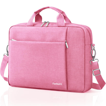 Ferkurn Laptop Bag Case for Women Men Computer Bag Compatible with HP Envy Pavilion Omen/LG Gram/MSI/Dell Inspiron XPS/Lenovo/Acer, Shoulder Strap Carrying Messenger Briefcase, Pink, 15.6 16 Inch
