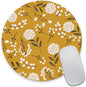 Round Mouse Pad, Cute Floral Mouse Pad with Design, Computer Mouse Mat, Non-Slip Rubber Base Mousepad, Waterproof Women Office Mouse Pads, Yellow Flowers