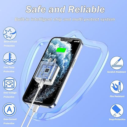 iPhone Fast Charger, [Apple MFi Certified] 2 Pack PD USB C Wall Charger Block Plug with 10FT Extra Long Type C to Lightning Fast Charging Data Sync Cable for iPhone 14 13 12 11 XR X 8 iPad and More