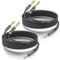 3.5mm to Dual 1/4 Adapter 1/8 to 6.35mm TS Mono Audio Cable Stereo Breakout Cord Y Splitter Compatible with iPhone, iPod, Computer Sound Card, Headphone, Speaker, Home Stereo System (6.6FT/Pack)
