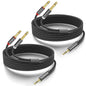 Yumiwoow 2Pack 16Ft 3.5mm TRS to Dual 6.35mm Stereo Cable 1/8 TRS to Dual 6.35mm 1/4 TS Mono Y Splitter Audio Cord Adapter for Smartphone, Mixer,PC, CD Player, Speakers and Home Stereo System