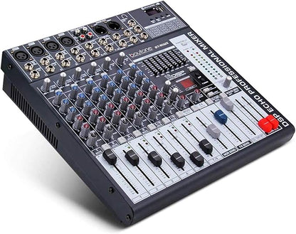 Boytone Dj Mixers 8 Channel Audio Mixer Sound Board with Bluetooth, USB MP3 Port Player with 48V Phantom Power Sounds Mixer with 16 Bit FX Effect, BT-80MX