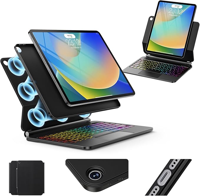 for iPad 9th Generation Case with Keyboard,Magic Style Keyboard Case for iPad 9th/8th/7th Gen 10.2 inch - Floating Cantilever Magnetic Stand Multi-Touch Trackpad (Black)