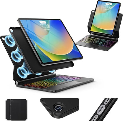 for iPad 9th Generation Case with Keyboard,Magic Style Keyboard Case for iPad 9th/8th/7th Gen 10.2 inch - Floating Cantilever Magnetic Stand Multi-Touch Trackpad (Black)