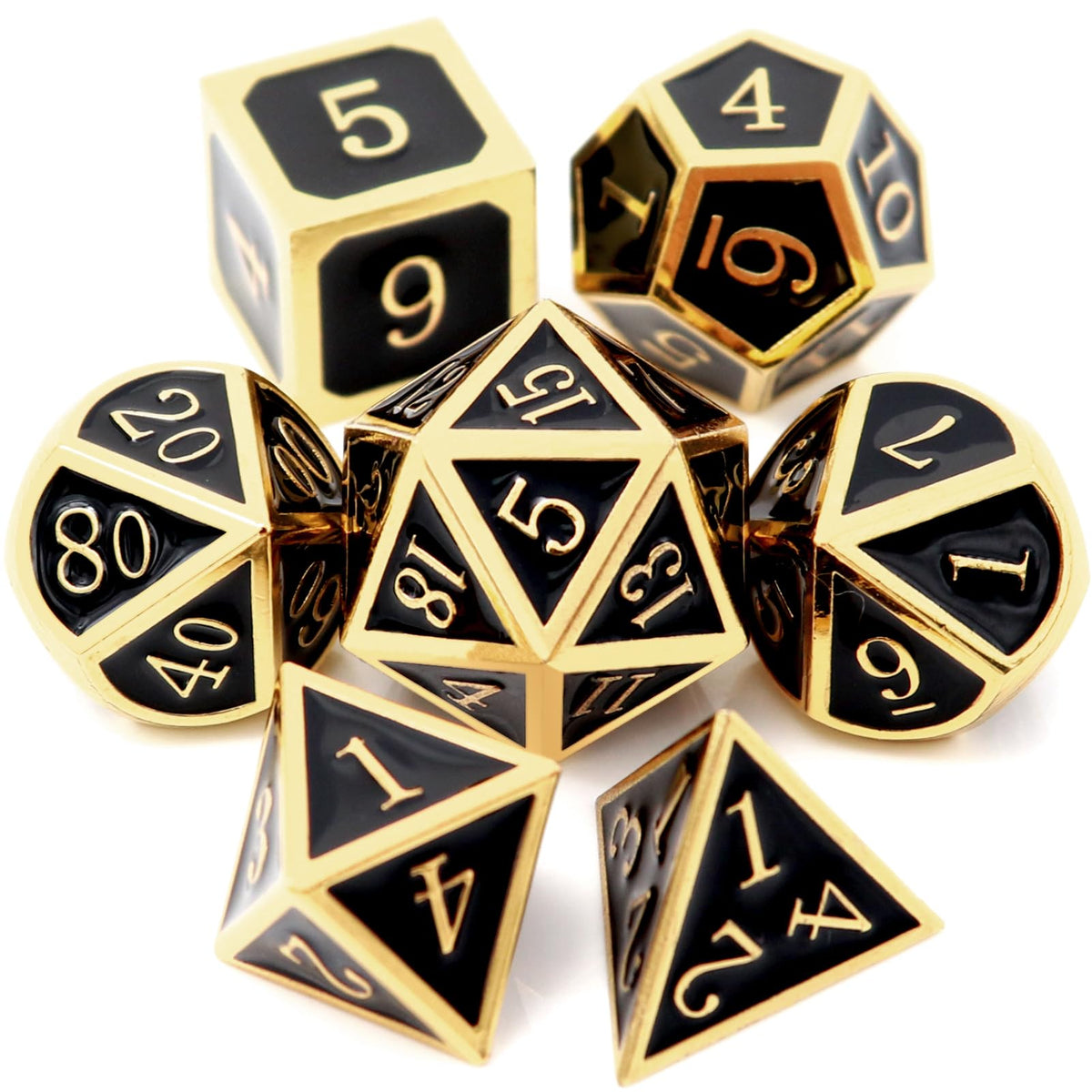 Haxtec Metal DND Dice Set, 7 Pcs Dragon Pattern Polyhedral Dice for RPG