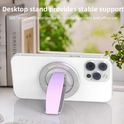 RESPECTED-BRO-Magnetic-Phone-Grip-Stand, Magnetic Phone Ring Holder Kickstand with Silicone Finger Strap, Compatibility for iPhone 17/16/15/14/13/12, Android, and More (Purple)