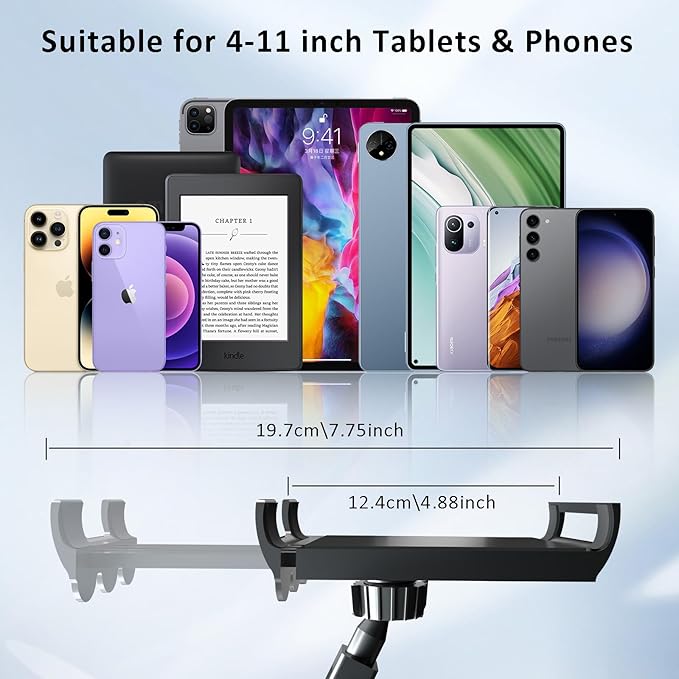Tablet Holder for Kindle Reading in Bed with Remote Page Turner, Easy Adjust Hands Free Lazy Arm Mount for Kindle Accessories, Gifts for Readers