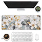 Eflxamz Large Gaming Mouse Pad, Koi Fish Ink Painting Desk Mat, Golden Line Lotus Desk Pad, Extended Big Computer Keyboard Mouse Pad with Non-Slip Base and Stitched Edge, 31.5"x11.8"