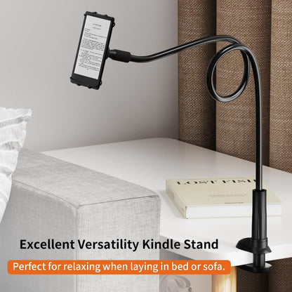 Arctiiro Gooseneck Kindle Holder for Reading in Bed - [Case-Friendly] Phone Holder for Bed, Kindle Paperwhite Stand Accessories, Overhead Cell Phone Clamp Mount for Desk, for Tablets 4-10 inches