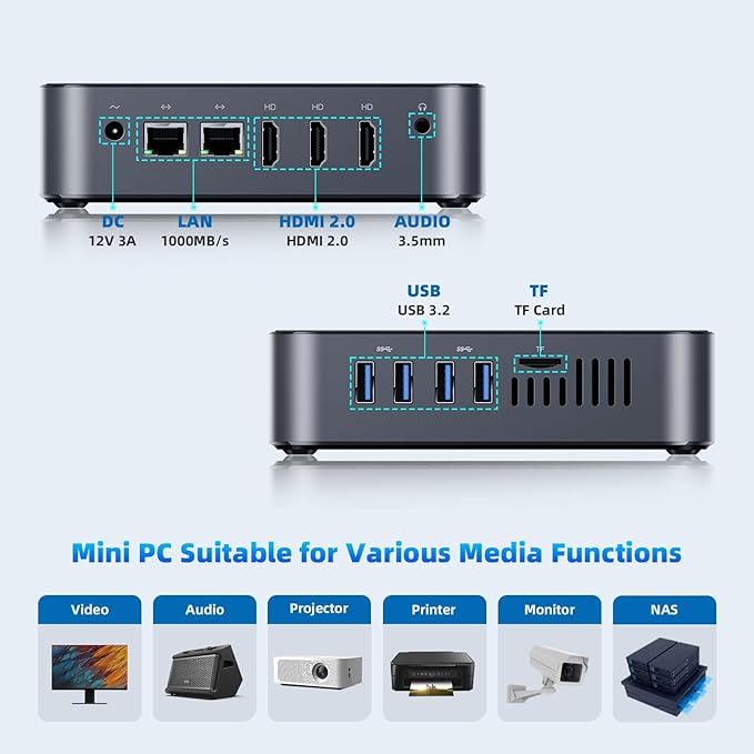DreamQuest Mini PC Intel 12th Alder Lake N95 (Up to 3.4GHz), 16GB RAM, 512GB SSD, Mini Desktop Computer 4K HDMI, WiFi 5, Gigabit Ethernet - Perfect for Business & Home Theater