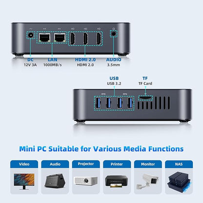 DreamQuest Mini PC Intel 12th Alder Lake N95 (Up to 3.4GHz), 16GB RAM, 512GB SSD, Mini Desktop Computer 4K HDMI, WiFi 5, Gigabit Ethernet - Perfect for Business & Home Theater