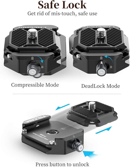 ULANZI F38 Camera Quick Release Plate w 1/4" to 3/8" Screw Thread, Quick Release System QR Plate Camera Tripod Mount Adapter for Sony Canon Monopod DSLR Stabilizer Slider DJI Switch Between Stablizer