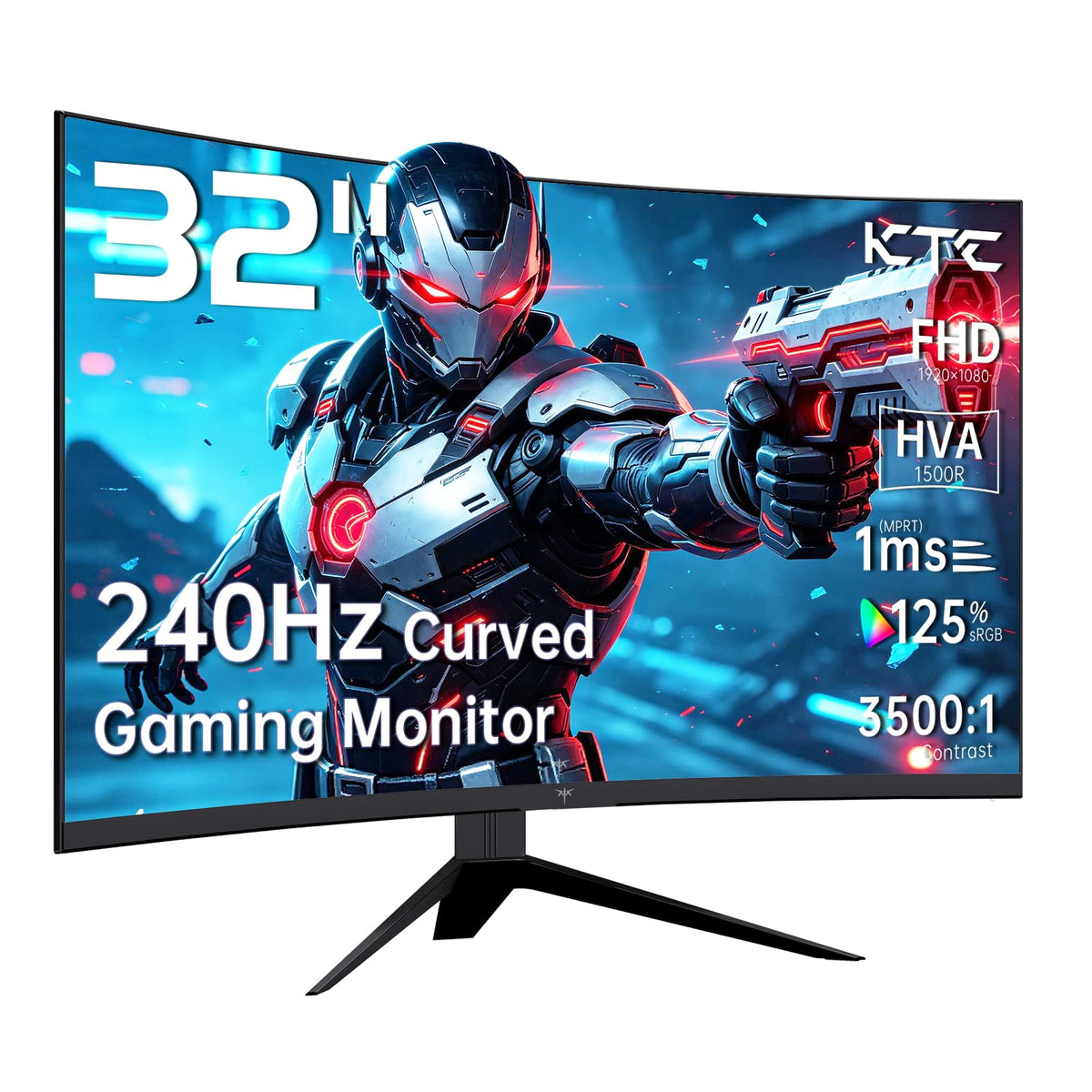 KTC 32 inch 240Hz Curved Gaming Monitor, 1080P Curved Monitor 1ms, H32S17F