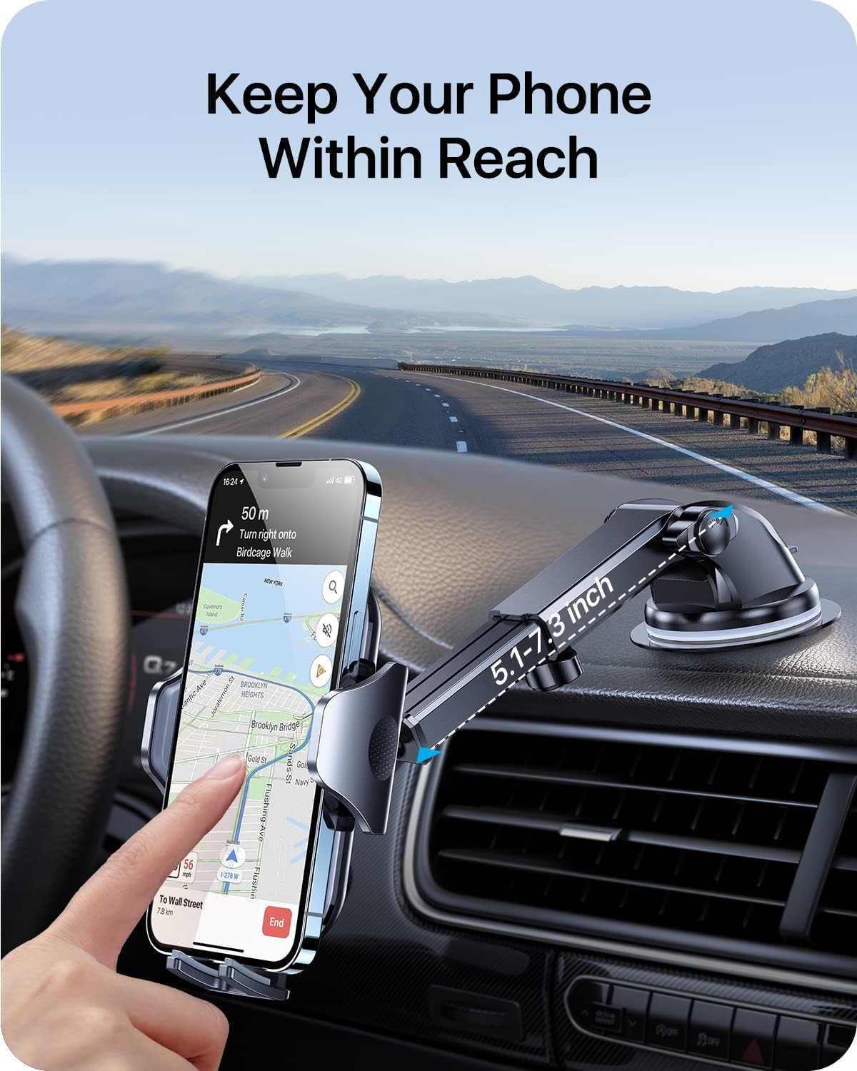 andobil Car Phone Holder, 2026 Military-Grade 89lbs Strongest Suction Phone Holders for Your Car Dashboard/Windshield/Vent Easy Clamp Car Phone Mount Stand for iPhone 17 16 15 14 13 Pro Max Samsung