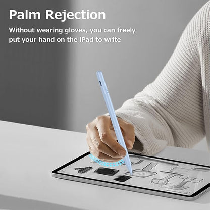 Stylus Pen for iPad 9th&10th - Fast Charge for iPad Pencil Palm Rejection Active Pen Compatible with (2018-2025) Apple iPad 6/7/8/9/10/11(A16), iPad Pro 11"/12.9"/M4, Mini 5/6, Air 3/4/5/M2/M3 (Blue)